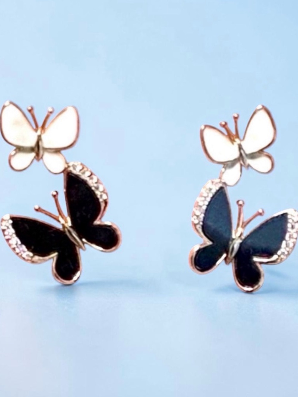 Black and White Butterfly Earrings
